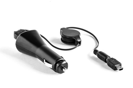 Accessories for mobile phone charger in car transportationの写真素材