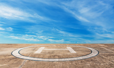 Heliport on high mountain with blue sky in Thailandの写真素材