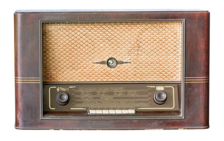 Old radio isolated on white backgroundの写真素材