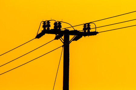 Pillar for electricity wire on twilight time