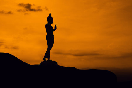Buddha Statue on the mountain in Thailandの写真素材