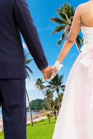 Couple at beauty Island on summerの写真素材
