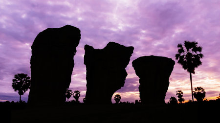 Stone henge in Thailand on twilight timeの写真素材