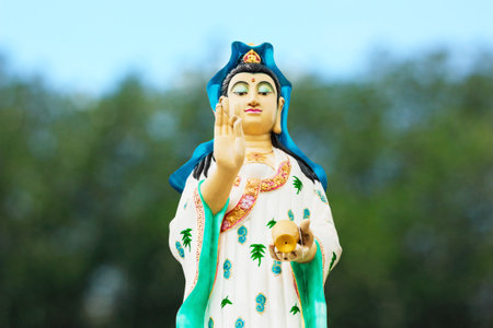 Guanyin statue at worship in Thailandの写真素材