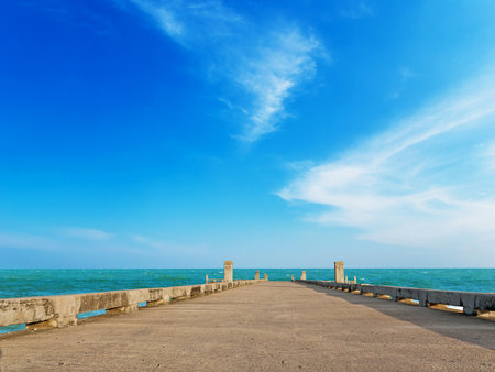 Clean sea with blue sky on daylight in Thailandの写真素材