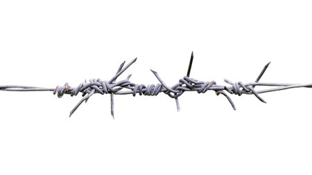 Steel sharpe fence isolated on white backgroundの写真素材