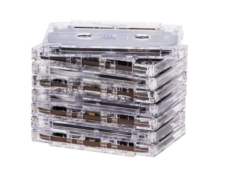 Tape cassette isolated on white backgroundの写真素材