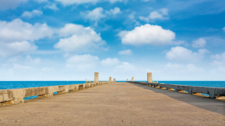 Dock at beach on daylight summer seasonの写真素材