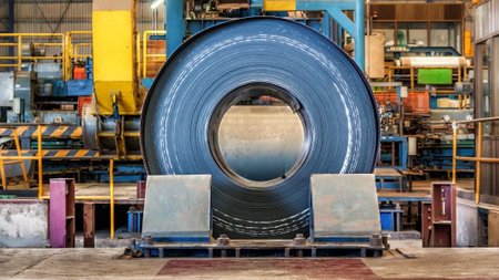 Hot rolling coil before machine skin pass mill in steel plantの写真素材