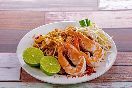 Pad thai with shrimp tasty food from Thailand Asiaの写真素材