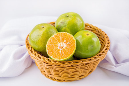 Orange fresh fruit on white backgroundの写真素材