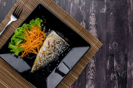 Grilled saba with soy sauce tasty Asia foodの写真素材