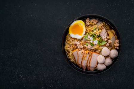 Noodle soup with BBQ porkの写真素材