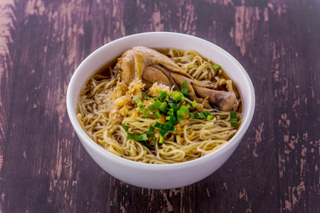 Noodle soup with chicken street food in Thailand Asia
