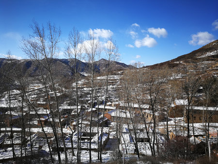 village houses on mountainの写真素材