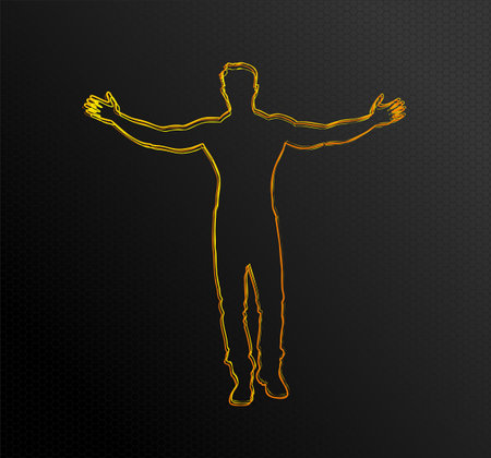 Abstract outline silhouette fitness body man, color lineのイラスト素材