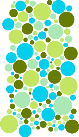 cold colors green, olive, lime, turquoise, teal. Colorful circles of different sizes suitable for wall stickers on white background, abstract solutionのイラスト素材