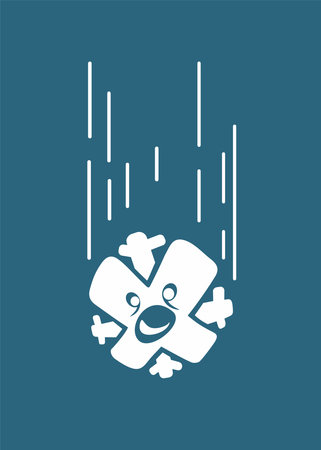 Falling screaming snowflake illustration.のイラスト素材