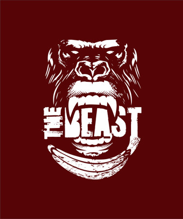 do not feed the beast, vector illustration, angry gorilla, suitable for work out a gym shirtのイラスト素材