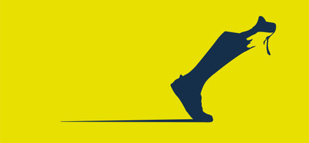 A separate human foot with a boot from which the bone protrudes, vector illustrated. Suitable for sport shirt / testil design.. for the run. Neon color.のイラスト素材