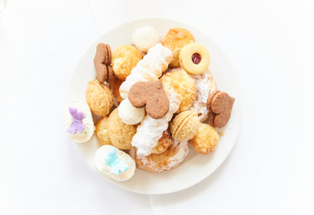plate of desserts, traditional Czech sweets on a white table