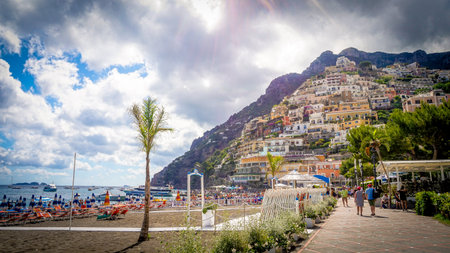 A scenic view of Positanoの写真素材