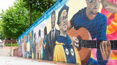 A mural on the brick wallの写真素材