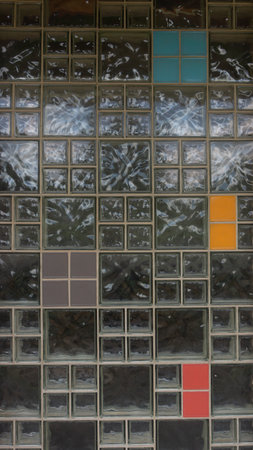 A color pattern on a rectangular glass wallの写真素材