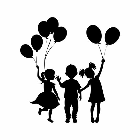 Children's Day Balloon Silhouette Illustration.のイラスト素材