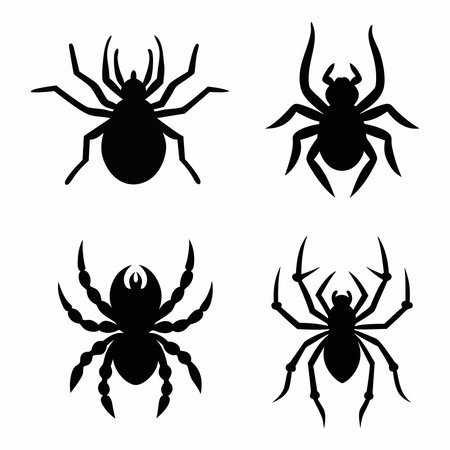 Elegant spider icons silhouette vector set.のイラスト素材