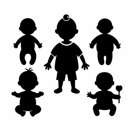 Vector Baby Silhouettes Collection.のイラスト素材