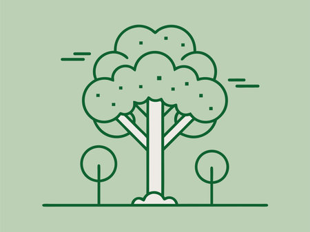 Sun Yellow Tree Woodland Line Art Icon.のイラスト素材