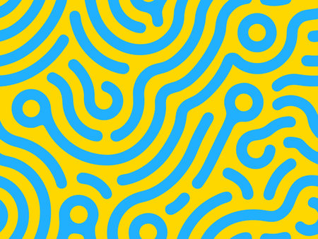 Seamless pattern with wavy lines in yellow and blue colors