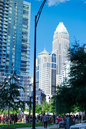Charlotte NC/USA-05 30 2020: Hundreds of protesters gathered at Romare Bearden Park in NC Charlotte.のeditorial素材