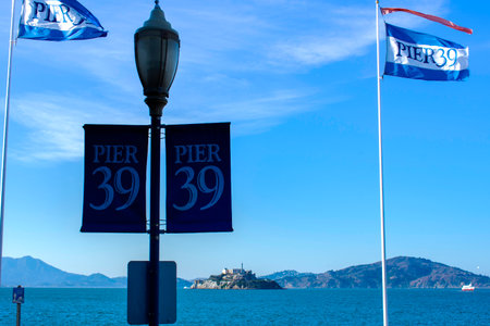 SAN FRANCISCO, CALIFORNIA -Oct 13 2020 :  Fisherman's wharf Pier 39 is a shopping center and popular tourist attraction built on a pier in San Francisco.のeditorial素材