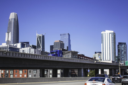 San Francisco,California USA. March 21, 2021: On the I-80 highway in San Francisco. Interstate 80 (I-80), is an eastâwest freeway in the United Statesのeditorial素材