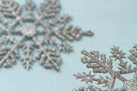 Snowflake on blue backgroundの写真素材