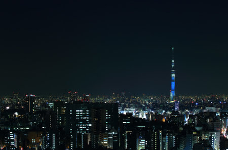 Tokyo nightscape with the Tokyo Skytreeの写真素材