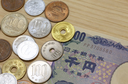 Japanese money coins and bill