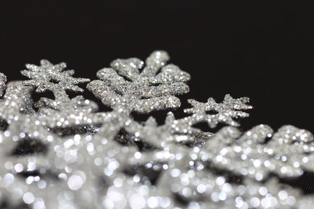 Closeup of silver Christmas ornamentの写真素材