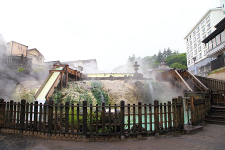 Kusatsu Onsen, a Famous hot spring resort in Japanの写真素材