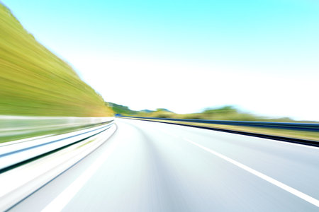 Car driving on highway, motion blur