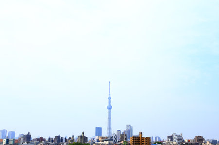 Tokyo skyline with Tokyo Skytreeの写真素材