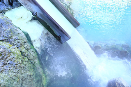 Kusatsu Onsen, a Famous hot spring resort in Japanの写真素材