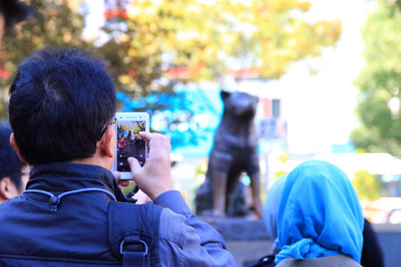 Hachiko statue at Shibuya stationの写真素材