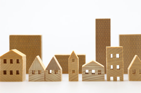Miniature house on white backgroundの写真素材
