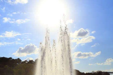 Fountain water in the parkの写真素材