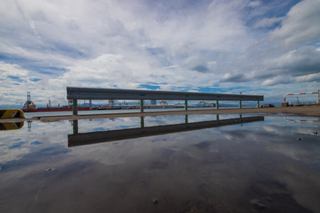 Reflection on the wharf after the rain