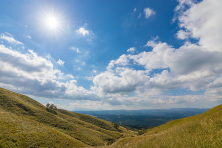 Beautiful mountain landscape with blue sky and clouds. Carpathianの写真素材