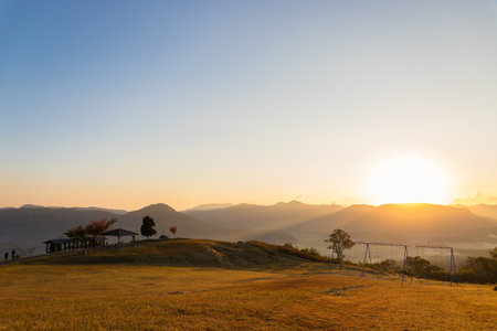Sunrise at Phu Chi Fa, Chiang Rai, Thailandの写真素材